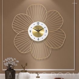 Wall Clocks Nordic Flowers Clock No Sound Kids Room Vintage Gold Silent Cute Unusual Hands Reloj De Pared Household Goods