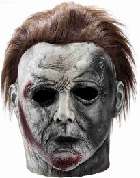 Party Masks Michael Myers Mask Moonlight Panic Terror Latex Horror Halloween Mask Full Face Helmet Head Cover Cosplay Scary Masks Party Prop L230803