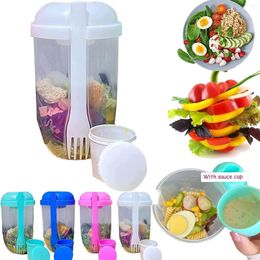 Dinnerware 1PCS Portable Bottle Salad Container Bottle-Shaped Box With Fork And Sauce Cup Kitchen Accessorie