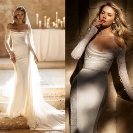 Luxury Mermaid Wedding Dresses Sweetheart Long Sleeves Bridal Gowns Custom Made Appliques Lace Sweep Train Robe De Mariee