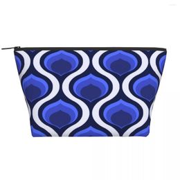 Cosmetic Bags Orla Kiely Abstract Retro Fabric Blue White Travel Toiletry Bag Women Floral Makeup Organiser Beauty Storage Dopp Kit