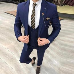 Men's Suits 2023 Four Seasons (Suit Vest Trousers) Slim Fit Pointed Collar One Button Wedding Tuxedo Prom Suit Three Piece Set