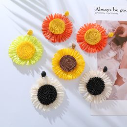 Earrings Women's Sunflower Raffia Exaggerated Jewelry Pendant Earring Jhumka Girls Fashion Large Sunflower Flower Accessories