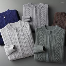 Men's Sweaters 4 Colour Wool Cashmere Sweater For Casual Warm Long Sleeve Knitted Half High Collar Cardigan Pure Sweat