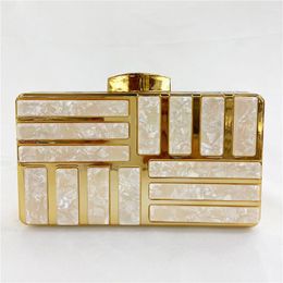 Evening Bags Metal Handbags For Women Geometric Splicing Clutch Bag Luxury Wedding Party Prom Purses Wallet Chain Shoulder