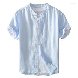 Men's Casual Shirts Linen Short Sleeved Shirt For Men White Youth Base Loose And Breathable Thin Cotton With Half Sleeves