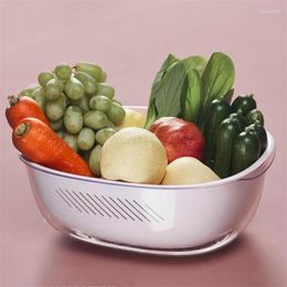 Storage Baskets Double Layer Drain Basket Nordic Multifunction Desk Decoration Portable Home Kitchen Fruit Vegetables Washing Pot