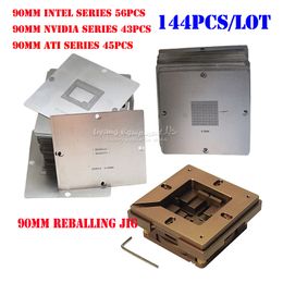 90MM 144PCS/Lot Video Card Stencil Kit 90mm x 90mm BGA Reballing Solder Kit Welding Jig Graphics Card Stencils For INTEL Series + NVIDIA