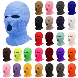 Berets Winter Men's Face Mask Warm Hood Sports Scarf Skiing Hat Three Hole Wool Outdoor Cycling Knitted Pullover