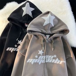 Mens Hoodies Sweatshirts Y2K Zipper Hoodie Hip Hop Star Letter Oversized Sweatshirt Menwomen Harajuku Punk Rock Jacket Coat Streetwear 230803