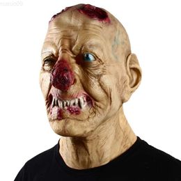 Party Masks Big Nose Full Head Latex Evil Goblin with Chest Halloween Horror Scary Party Props Mask L230803