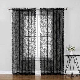 Curtain Black Lace Window Living Room Bathroom Insulation Covers Bay For Home Decor