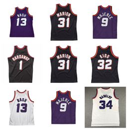 Penny Hardaway Sun Basketball Jersey Phoenixs Marion Jason 31 Kidd Dan 9 Merle Charles Barkley Steve Nash Mitchell and Ness Throwback Black