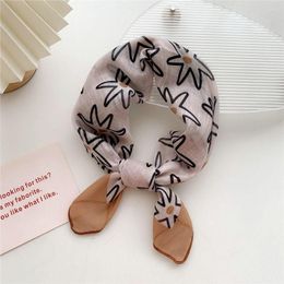 Scarves Neck Bag Strap Decorations Stripe Korean Headbands Floral Square Scarf Lattice Cotton Women Neckerchief