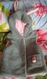 Waistcoat Girls Outwear Coats Winter Warm Fashion 2-6 7 8 9 10 Years Animal Ear Hat Corduroy Coat For Kids Baby Girl Hooded Vests 210701 Z230803