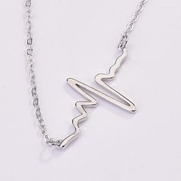 Chains 925 Sterling Silver Temperament Niche Clavicle Chain Love Cardiogram Heartbeat Necklace Personalised Ladies Party Jewellery