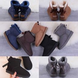 2023 Children's Winter Snowwalking Shoes Kids Bow Ribbon Lacing Decorative Fashion Boys And Girls Outdoor Warm