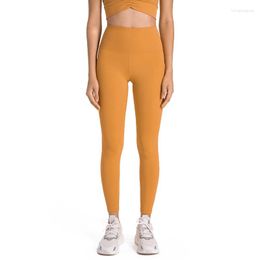 Active Pants ET Double 6 Lycra Nude Feel Antibacterial Women Yoga High Waist Tight Side Pockets Quick-Drying Sports Fitness Leggings