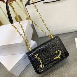 Chain Crossbody Bag Women Shoulder Messenger Bags Genuine Leather Crocodile Pattern Fashion Letters Golden Hardware Flap Handbags Purse 22cm