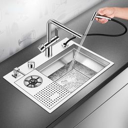 Rinser kitchen Sink 304 Stainless Steel 4mm Thickness Handmade Brushed Sink High Pressure Cup Washer kitchen Sink