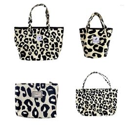 Shopping Bags Fashion Women Handbag Canvas Shoulder Bag Leopard Print Bucket Clutch Purses Tote Casual Cloth Underarm