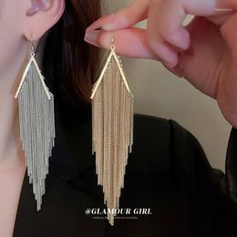 Dangle Earrings Exaggerated V-shaped Geometric Long Tassel For Women Siver Pin Bridal Drop Dangling Party Wedding Jewelry