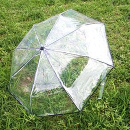 Umbrellas Automatic Transparent Umbrella Rain Women Foldable 3 Fold Windproof Men Corporation Gear Clear Field Of Vision
