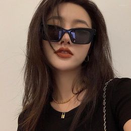 Sunglasses Vintage Black Square Small Rectangle Sun Glasses Punk Style Hip Eyeglasses Female