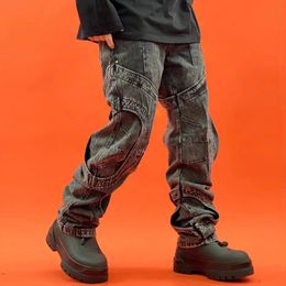 Men's Jeans Y2K Washed Distressed Straight Men's Denim Trousers Vintage Harajuku Streetwear Baggy Jeans Cargo Pants Oversized Casual Jean 230802