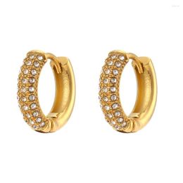 Hoop Earrings 2023 Bling Inlaid 3A Zircons Round Female Jewellery Fashion 18K Plated Waterproof For Women