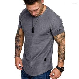 Men's Suits B2140 Summer Men Short SleeveT Shirt Casual Round Neck Fashion Elastic Fit Funny Streetwear Solid Tshirt Hip Hop Tops S-XXL