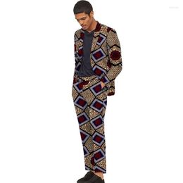 Men's Tracksuits African Print Groom Suit Men Blazers Trousers Colourful Dashiki Festive Clothes Male Nigerian Fashion Wedding Outfits