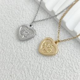Pendant Necklaces Heart Tree Of Life Stainless Steel Chain Necklace For Women Gold Silver Colour Jewellery Arbre De Vie Acier Inoxydable