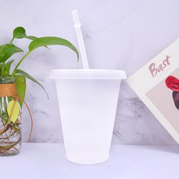 Cups Saucers 1pc Straw Coffee Cup Plastic Tumbler With And Lid Reusable Water Juice For Party Christmas Gifts Mugs