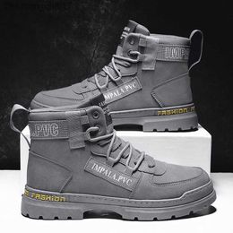 Boots CYYTL Winter Men's Shoe New Casual Men's Shoe Platform Tactical Ankle High Top Outdoor Walking Pads Leather Military Sports Shoes Z230803
