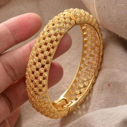 Bangle Dubai Gold Colour Bangles For Women Men Copper Bracelets Can Open Fashion Hollow Jewellery