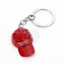 Key Rings 20Pcs Make America Great Again Hat Donald Trump Keychain Fashion Creative Mini Red Republican Cap Jewellery Man Women Gift 230802