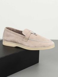 Loro deerskin Slip-on Piana Ding shoe version lp women's shoes sheep suede tassel pendant border Colour matching slip on lazy casual shoes Piana Shoes