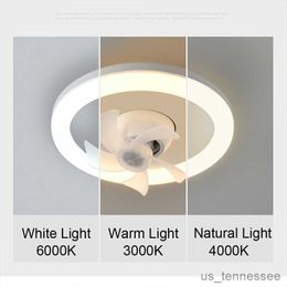 Electric Fans 30/60W Ceiling Fan With Led Light And Remote Control Rotation Cooling Electric fan Lamp Chandelier For Room Home Decor R230803