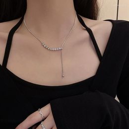 Chains Flash Tassel Necklace Women's High-end Light Luxury Collarbone Chain Korean Silver Colour Hip Hop Accessories