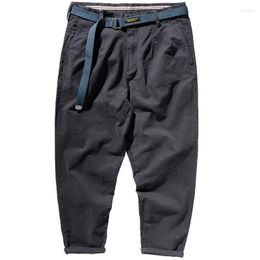 Pantaloni da uomo K2171 # 2023 Matita casual allentata retrò giapponese Lavato alla moda Cachi vecchio Tessuto elastico Ritagliata affusolata