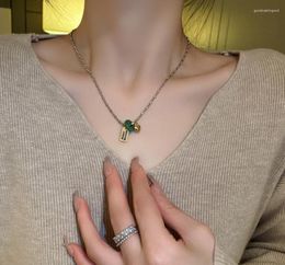 Chains Simple Design Alloy Acrylic Green Ring Heart Pendant One Piece Necklaces For Women Fashion Jewellery