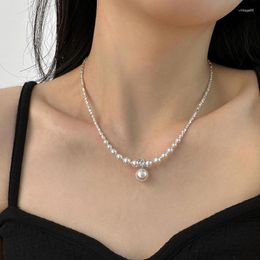 Choker 2023 Graceful Silver Plated Pearl Necklace Ins Fashion Shining For Women Wedding Party Engagement Jewelry Gift