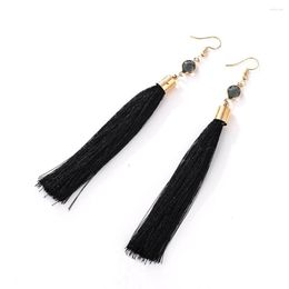 Dangle Earrings Ethnic Multi Colour Long Tassel Hook Gold-plated Rhinestone Line Fringes Pendant Earring For Women Girls Fashion Jewellery