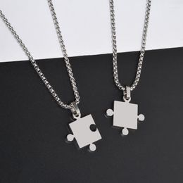 Pendant Necklaces Couple Necklace Does Not Fade Square Stitching Puzzle Girlfriend Personality Hip-hop Men Women Jewelry Chain