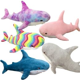 Plush Dolls 140cm Giant Cute Shark Plush Toy Soft Stuffed Speelgoed Animal Reading Pillow for Birthday Gifts Cushion Doll Gift For Children 230802