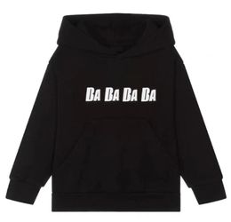 23fw vinterbarn hoodies tröjor för pojkar flickor lös hoodie med brev hiphop streetwear pullover toppar storlek 100-140 150