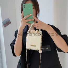 Shoulder Bags Minimalist Box Mini Bag 2023 Summer Women's Bag Handheld Pearl Chain One Shoulder Oblique Cross Western Style Bagstylishhandbagsstore