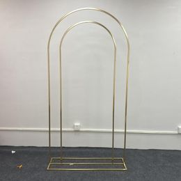 Party Decoration 1PCS Gold-Plated Double Arch Outdoor Wedding Flower Display Rack Door Frame Birthday Backdrops Welcome Sign Balloons Stand