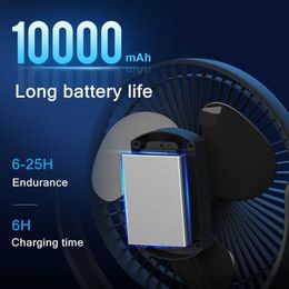 Electric Fans 10000mAh Battery Home Appliances Electric Table Fan USB Rechargeable Portbale Outdoor Camping Clip Fan Air Cooling R230803